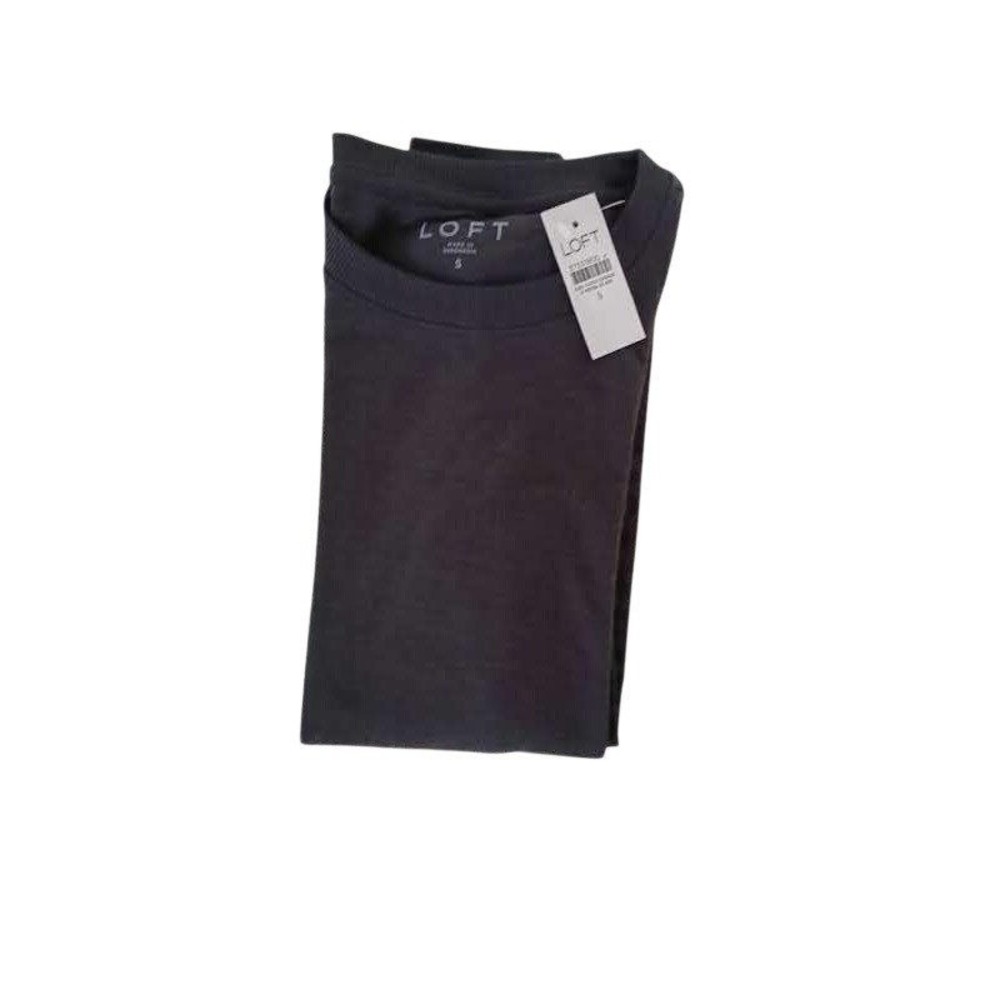 LOFT NWT Ribbed Sweater Knit Top Charcoal Gray Crew Neck Long Sleeve Small - Picture 9 of 9